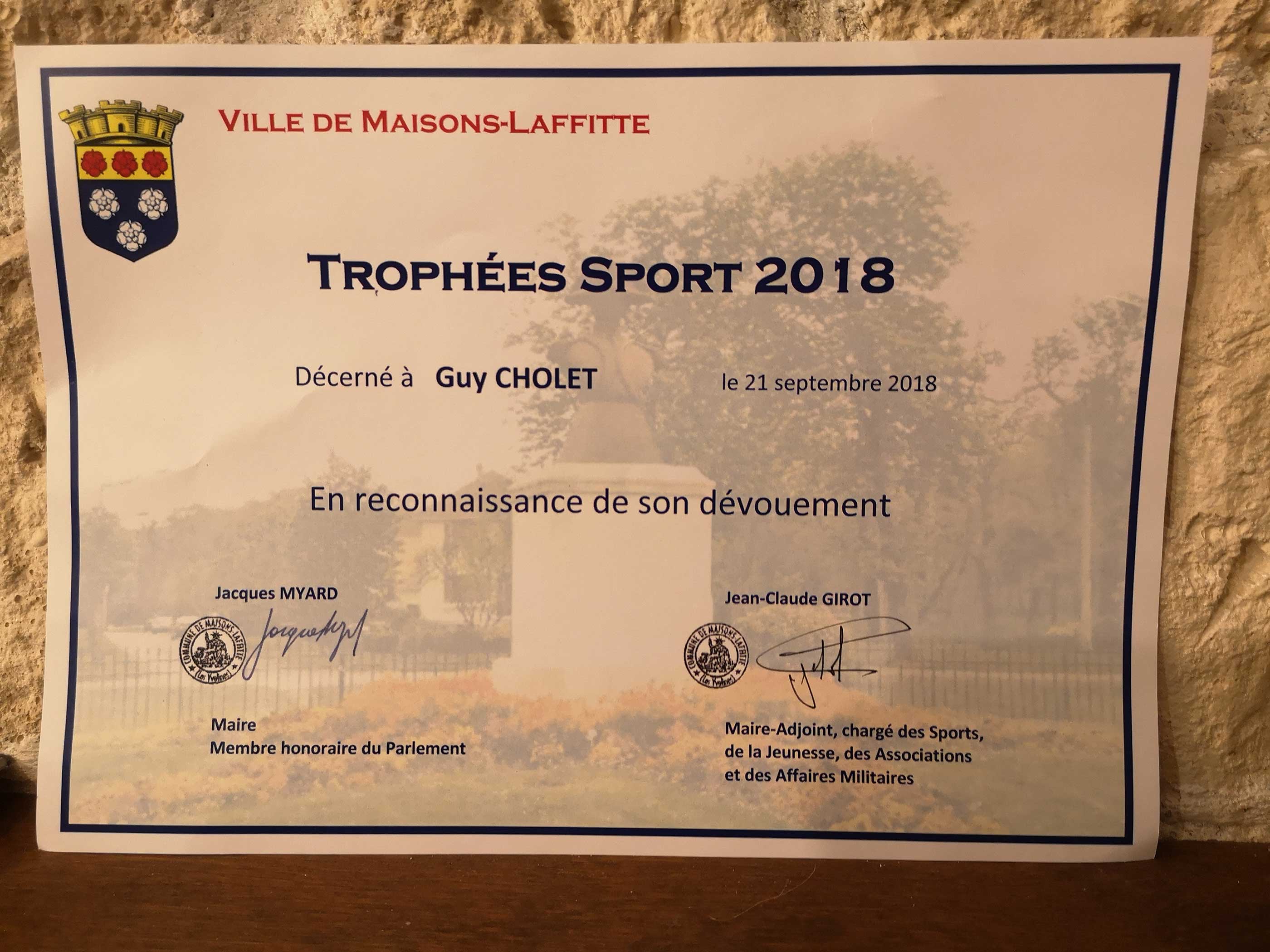 diplome trophée des sports